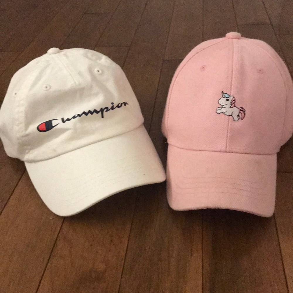 two baseball caps